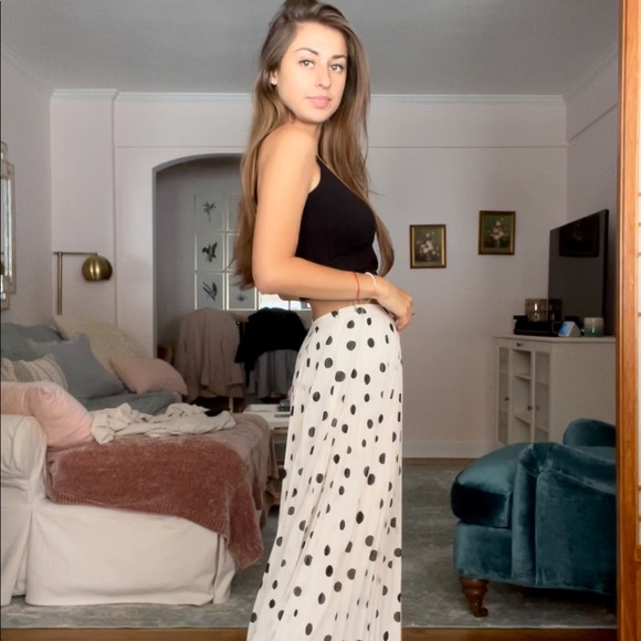 Black And White Polka Dot Maxi Skirt - Picture 1 of 15